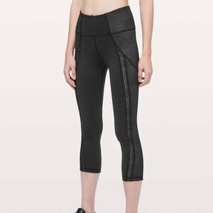 LULULEMON Power Lines Crop Leggings Meisai Black White 6